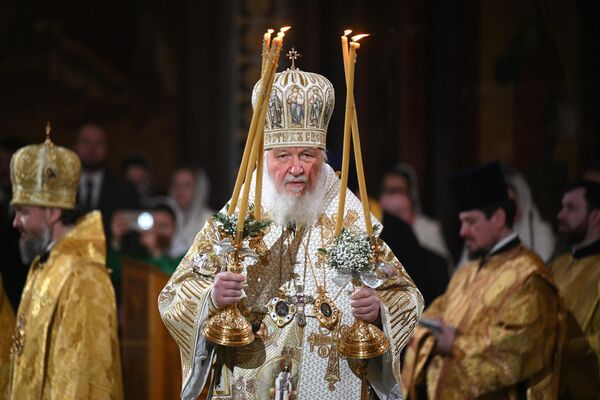 His Holiness Patriarch Kirill of Moscow and All Russia during the Christmas service in the Cathedral of Christ the Savior in Moscow, Russia. - Sputnik Africa