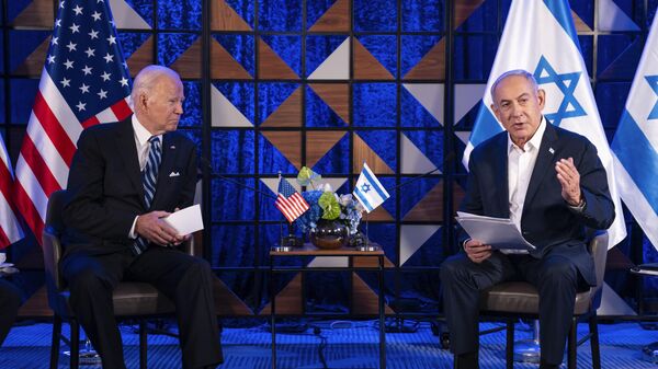Президент Джо Байден на встрече с премьер-министром Израиля Биньямином Нетаньяху - Sputnik Afrique