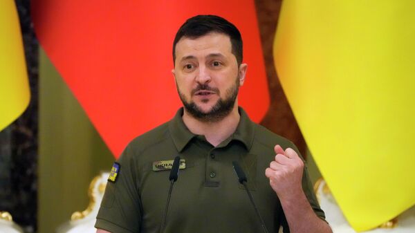 Президент Украины Владимир Зеленский на пресс-конференции в Киеве - Sputnik Afrique