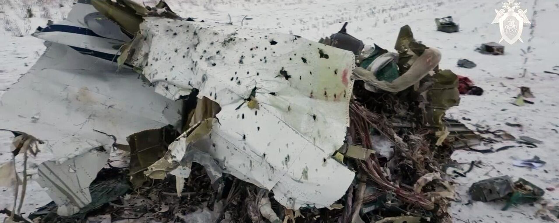 In this handout video grab released by the Russian Investigative Committee, debris are seen at the crash site of an Ilyushin Il-76 military transport airplane of the Russian air forces near the village of Yablonovo in Belgorod region, Russia, on January 26, 2024.  - Sputnik Africa, 1920, 01.02.2024