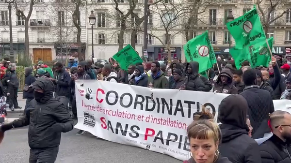 Une manifestation à Paris pour l'abrogation de la loi immigration, le 3 février 2024 - Sputnik Afrique
