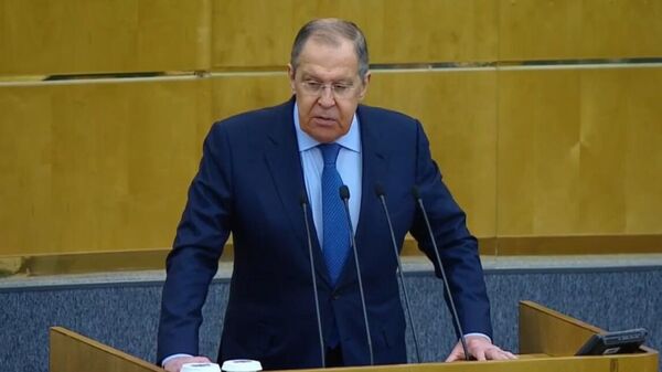 Sergey Lavrov during a speech in the State Duma, February 14, 2024 - Sputnik Africa