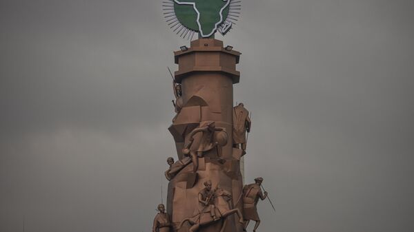 A general view of a newly inaugurated monument topped with the shape of Africa at the Adwa Victory Memorial museum in the historical Piazza neighbourhood of Addis Ababa on February 15, 2024, as the city prepares to host the 37th Ordinary Session of the Assembly of the African Union. - Sputnik Africa