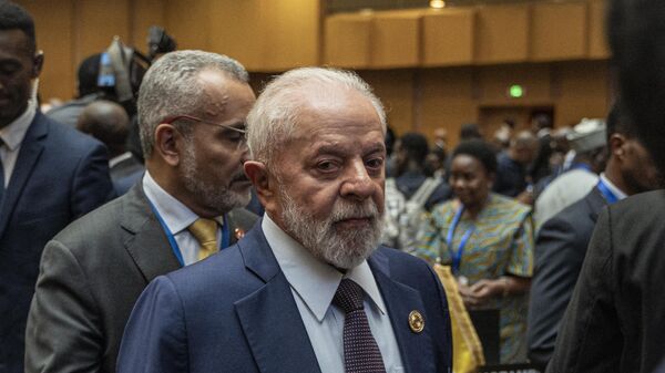 Brazilian President Luiz Inacio Lula da Silva arrives before the opening ceremony of the 37th Ordinary Session of the Assembly of the African Union (AU) at the AU headquarters in Addis Ababa on February 17, 2024. - Sputnik Africa