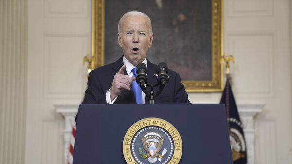 President Joe Biden delivers remarks on a $95 billion Ukraine Israel aid package being debated in Congress, in the State Dining Room of the White House, Tuesday, Feb. 13, 2024, in Washington. - Sputnik Africa