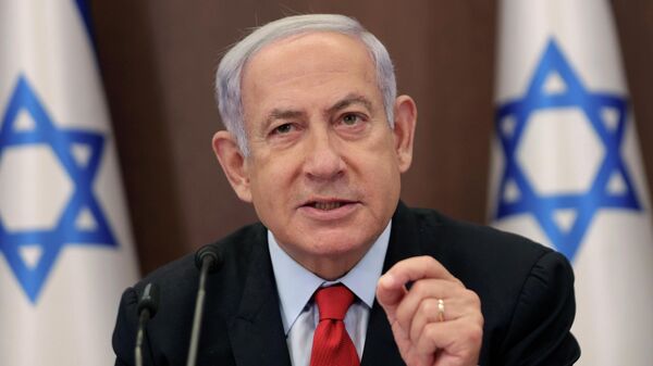 Israeli Prime Minister Benjamin Netanyahu attends the weekly cabinet meeting at the prime minister's office in Jerusalem, Israel, Sunday, July 30, 2023.  - Sputnik Africa