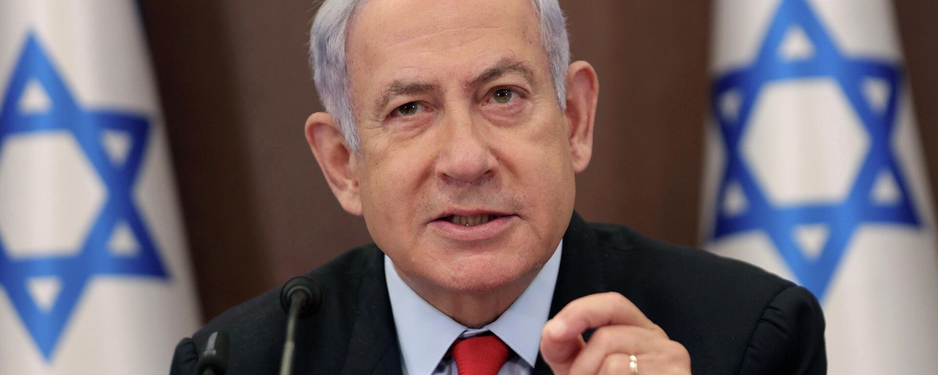 Israeli Prime Minister Benjamin Netanyahu attends the weekly cabinet meeting at the prime minister's office in Jerusalem, Israel, Sunday, July 30, 2023.  - Sputnik Africa, 1920, 25.02.2024