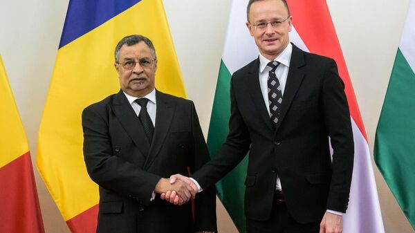 Hungarian Foreign Minister Peter Szijjarto and his Chadian counterpart Mahamat Saleh Annadif at a meeting in Budapest, Hungary. - Sputnik Africa