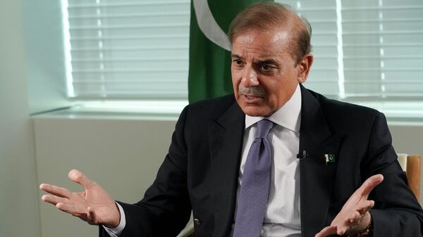 Prime Minister of Pakistan Shehbaz Sharif speaks during an interview with The Associated Press, Thursday, Sept. 22, 2022 at United Nations headquarters. - Sputnik Africa