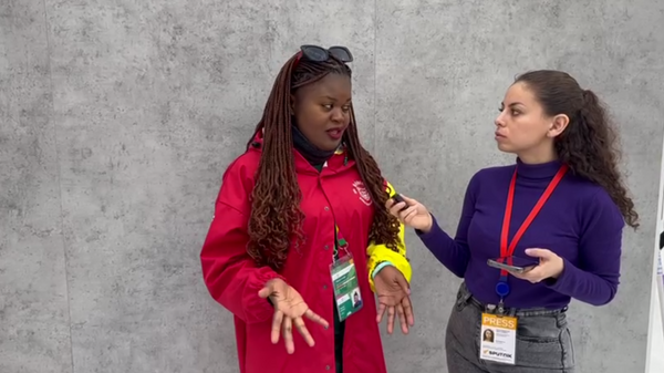 Patricia Kalinga, President of the Zambian-Russian Graduates Alumni Association (ZAMRUS), speaks to a Sputnik Africa correspondent on the sidelines of the World Youth Festival (WYF) in Sirius, Russia, on Monday, March 4, 2024. - Sputnik Africa