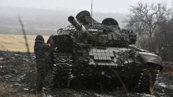 Russia's T-72B tank is seen in the special military operation zone. File photo - Sputnik Africa
