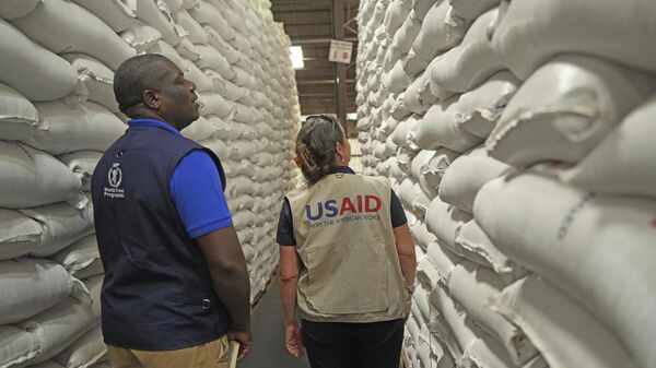 Officials from USAID and WFP inspect a donation of $11 million worth of food aid at a ceremony in Harare, Zimbabwe, Wednesday, Jan 17. 2024. - Sputnik Africa