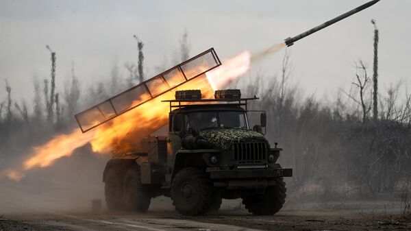 The BM-21 Grad multiple launch rocket system (MLRS) of the Tsentr Battlgroup of the Russian Armed Forces operates in places where manpower is concentrated and strongholds of the Ukrainian Armed Forces in the Avdeyevka vicinity. - Sputnik Africa