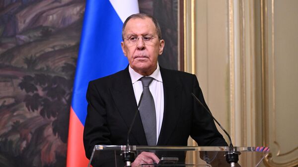 Russian Foreign Minister Sergeу Lavrov at a press conference following a meeting with Namibian Minister of International Relations and Cooperation Peya Mushelenga. - Sputnik Africa