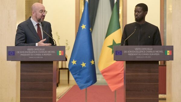 Charles Michel, President of the European Council, speaks during a press conference with Senegalese President Bassirou Diomaye Faye - Sputnik Afrique