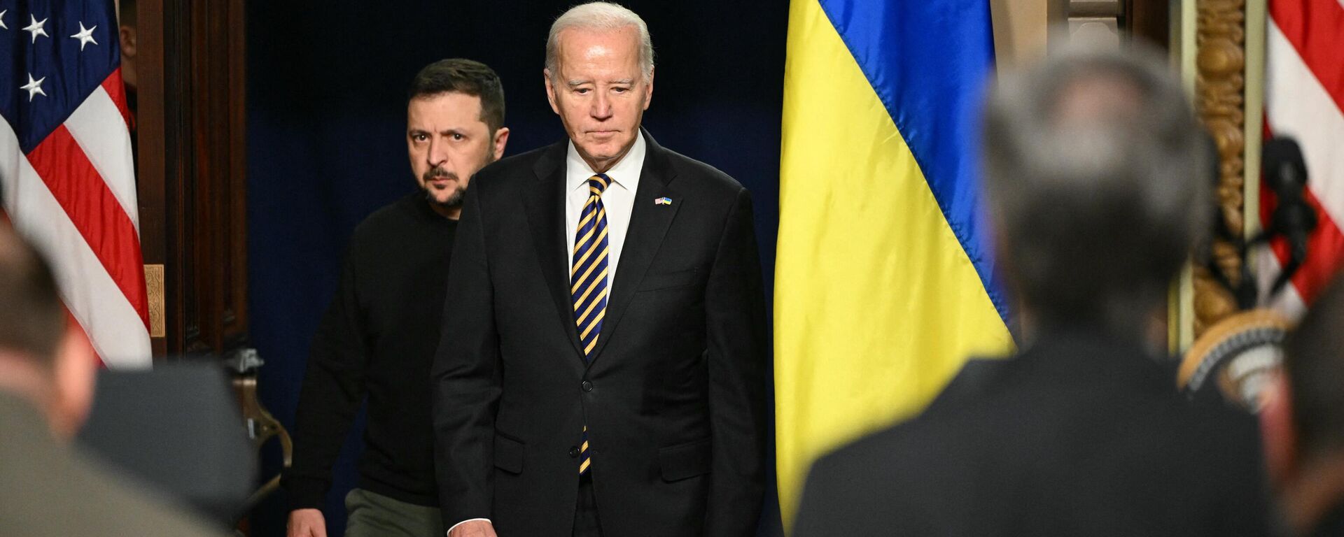 US President Joe Biden and Ukraine’s Volodymyr Zelensky. - Sputnik Africa, 1920, 29.04.2024