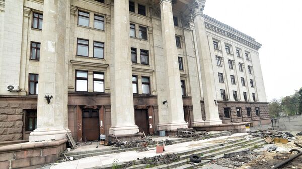 The building of the House of Trade Unions in Odessa, near which a memorial event is being held for those killed on May 2, 2014 as a result of the riots. - Sputnik Africa