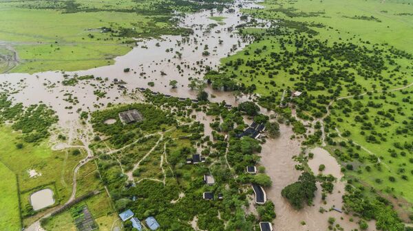 Aerial view of flooded Maasai Mara National Reserve, that left dozens of tourists stranded in Narok County, Kenya, Wednesday, May 1, 2024.  - Sputnik Africa