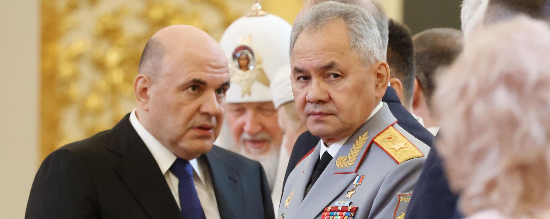 Russian Prime Minister Mikhail Mishustin and Defence Minister Sergei Shoigu wait before a ceremony inaugurating Vladimir Putin as President of Russia at the Kremlin in Moscow, Russia, on Tuesday, May 7, 2024. - Sputnik Africa, 1920, 07.05.2024