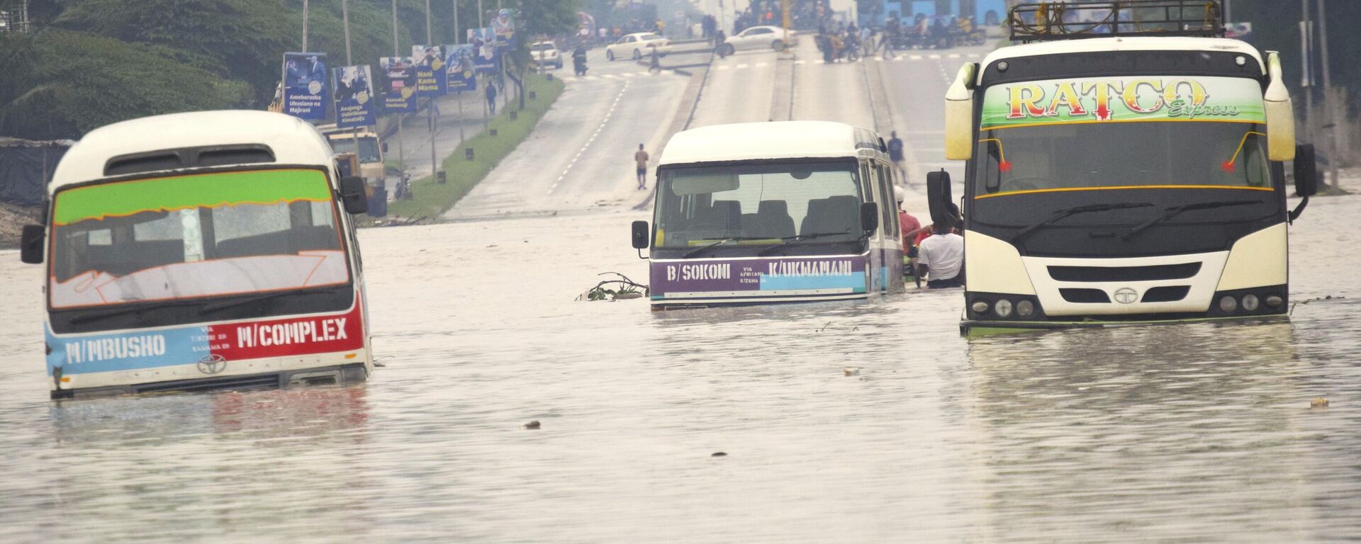 Public minibus are submerged in the flooded streets of Dar salaam, Tanzania Thursday, April 25, 2024. - Sputnik Africa, 1920, 10.05.2024