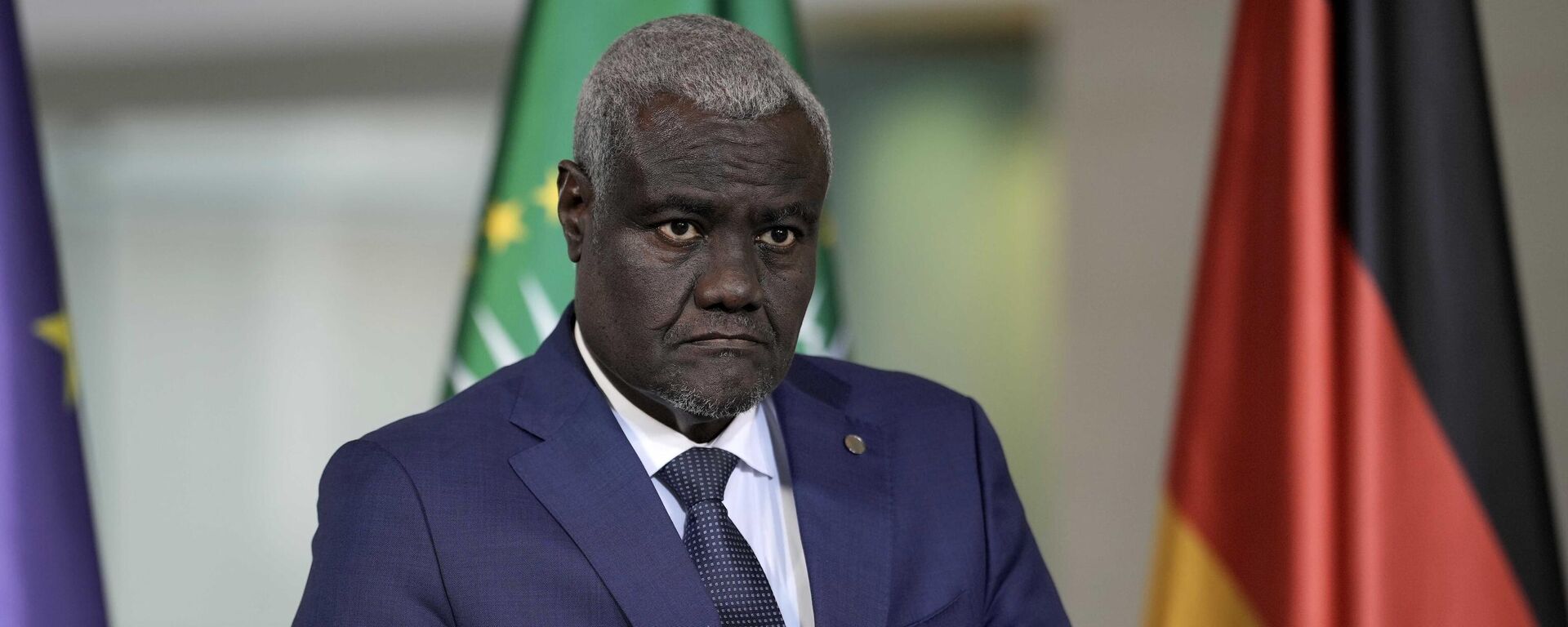 African Union chairperson Moussa Faki Mahamat attends a news conference during the G20 Investment Summit - German Business and the CwA Countries on the sidelines of a Compact with Africa in Berlin, Germany, Monday, Nov. 20, 2023. - Sputnik Africa, 1920, 20.05.2024