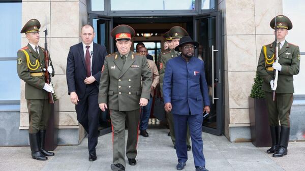 Equatorial Guinea's Defense Minister, Victoriano Bibang Nsue Okomo, arrives in Belarusian capital city of Minsk on an official visit on May 21, 2024. - Sputnik Africa