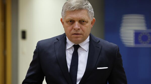 Slovakia's Prime Minister Robert Fico arrives to a round table meeting at an EU summit in Brussels, Thursday, Feb. 1, 2024.  - Sputnik Africa