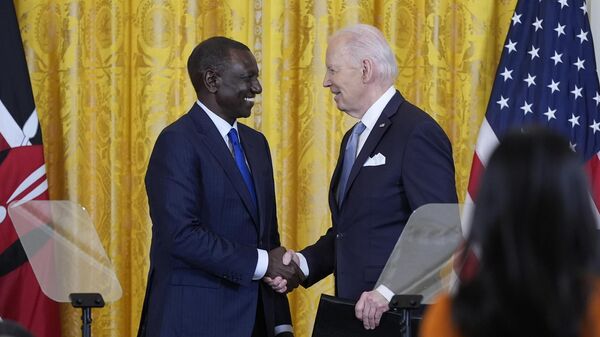 President Joe Biden and Kenya's President William Ruto shake hands following a news conference in the East Room of the White House in Washington, Thursday, May 23, 2024. - Sputnik Africa