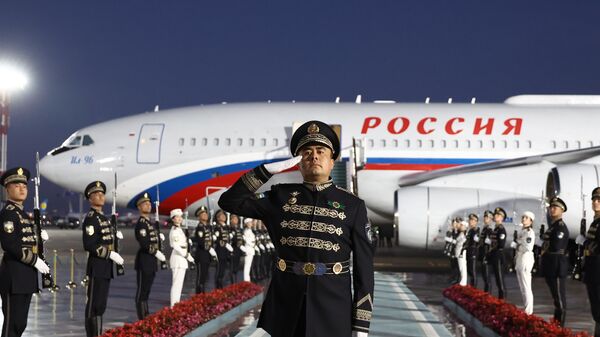 The plane of Russian President Vladimir Putin at Tashkent airport. - Sputnik Africa