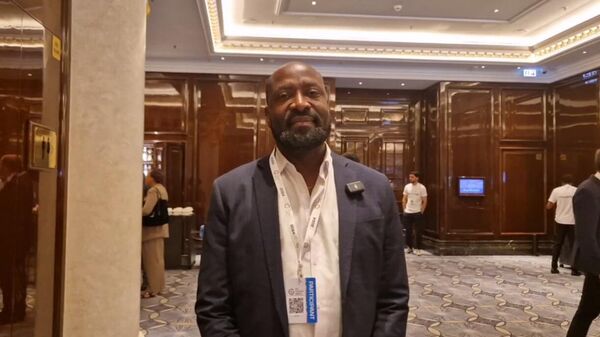 President of the Cameroonian diaspora in Russia, Louis Gouend on the sidelines of the BRICS 2024 International Financial and Economic forum on May 27,2024. - Sputnik Africa