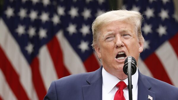 US President Donald Trump makes an announcement about U.S. trade relations with China and Hong Kong in the Rose Garden of the White House in Washington - Sputnik Afrique