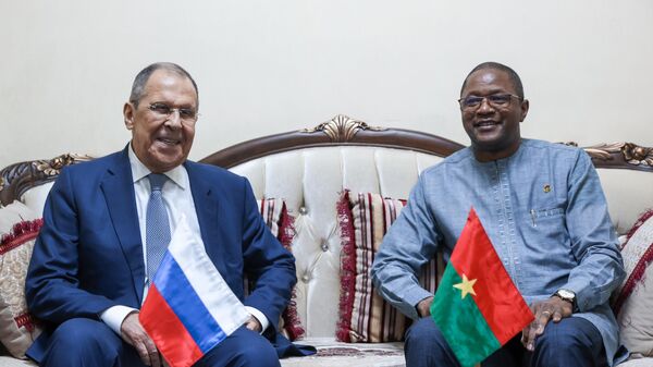 In this handout photo released by the Russian Foreign Ministry, Russian Foreign Minister Sergey Lavrov and Foreign Minister of Burkina Faso Karamoko Jean Marie Traore attend a meeting in Ouagadougou, Burkina Faso, on Tuesday, June 4, 2024. Editorial use only, no archive, no commercial use. - Sputnik Africa