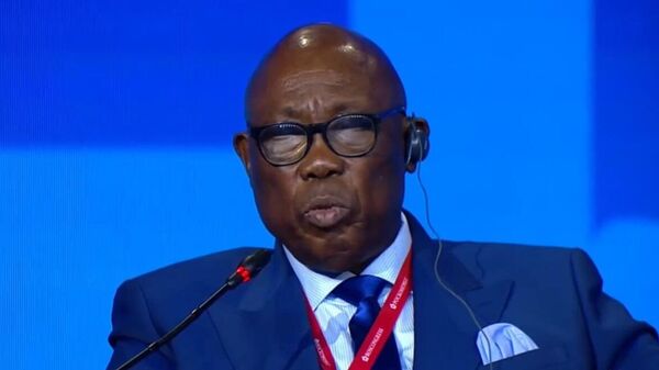 Félix Moloua, Premier ministre de la République centrafricaine, à l'ouverture du Forum économique international de Saint-Pétersboug, le 6 juin 2024 - Sputnik Afrique