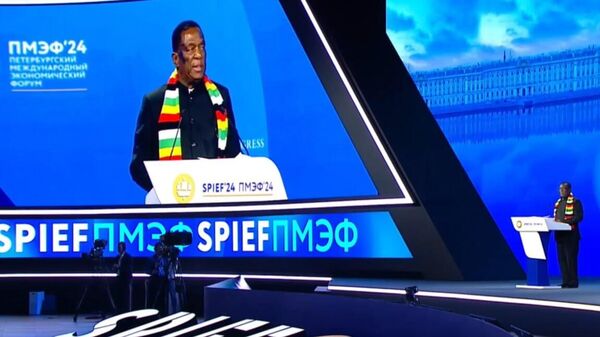 Le Président zimbabwéen Emmerson Mnangagwa au SPIEF 2024 - Sputnik Afrique