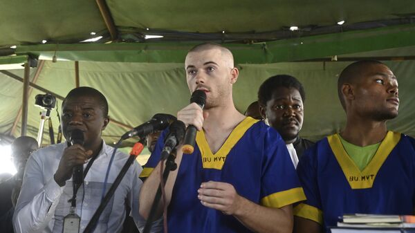 Tyler Thompson Jr, addresses the court in Kinshasa with 52 other defendants Friday, June 7, 2024, accused of a role in last month's attempted coup in Congo, led by little-known opposition figure Christian Malanga, in which six people were killed. - Sputnik Africa