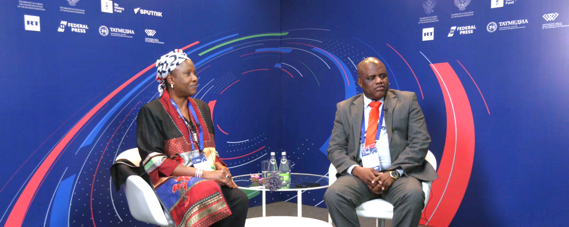 Gambian Minister of Basic and Secondary Education Haddy Jatou Sey (left) and Gambian Ambassador Extraordinary and Plenipotentiary to Russia Ibraima Sisay give an interview to Sputnik Africa on the sidelines of the II International Forum of Education Ministers, held in Kazan, Russia, on June 10-11. - Sputnik Africa, 1920, 14.06.2024