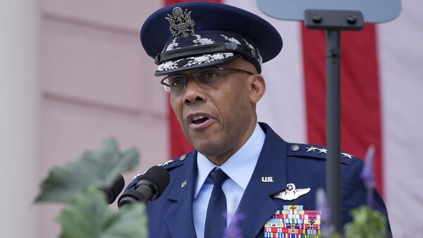 Chairman of the Joint Chiefs of Staff Air Force Gen. CQ Brown speaks at the 156th National Memorial Day Observance in the Memorial Amphitheater at Arlington National Cemetery in Arlington, Va., Monday, May 27, 2024. - Sputnik Africa