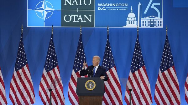 President Joe Biden speaks at a news conference following the NATO Summit in Washington, Thursday, July 11, 2024.  - Sputnik Africa