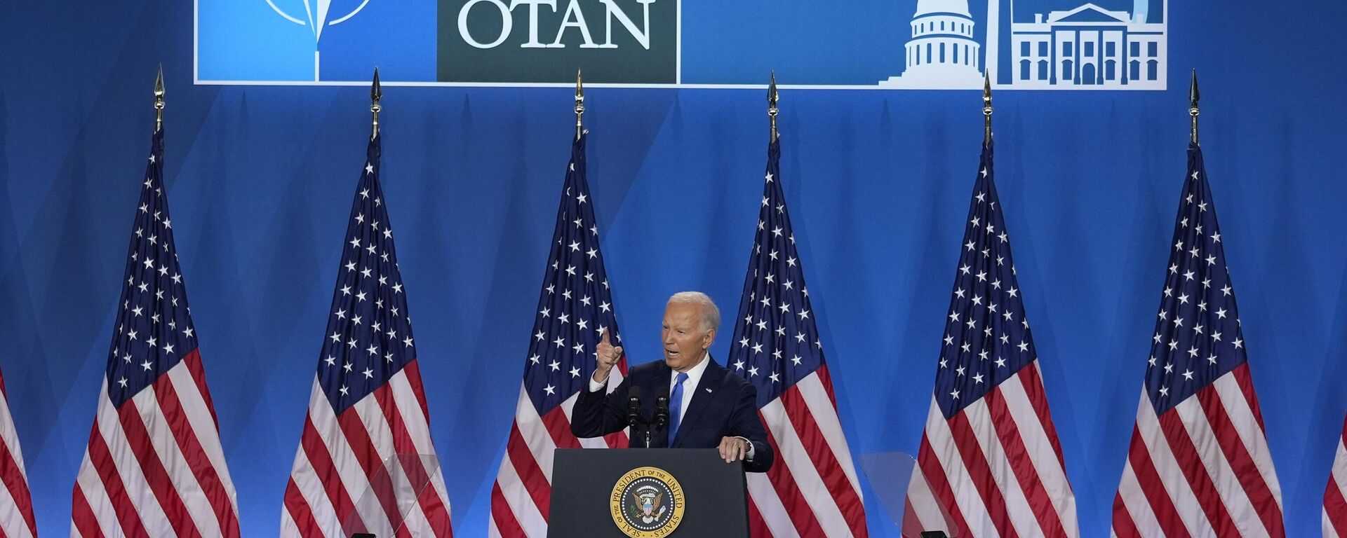 President Joe Biden speaks at a news conference following the NATO Summit in Washington, Thursday, July 11, 2024.  - Sputnik Africa, 1920, 12.07.2024