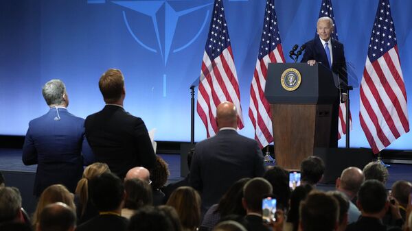 President Joe Biden walks from the podium after a news conference Thursday July 11, 2024, on the final day of the NATO summit in Washington - Sputnik Africa