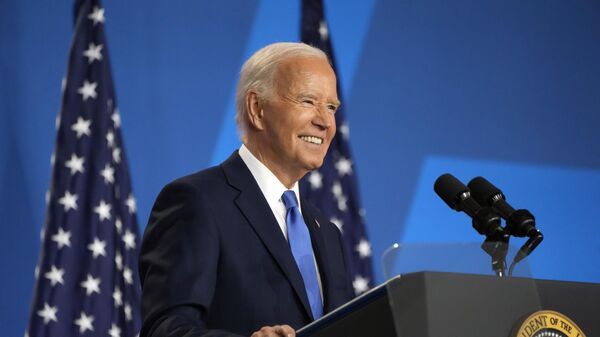 President Joe Biden speaks at a news conference Thursday July 11, 2024, on the final day of the NATO summit in Washington. - Sputnik Africa