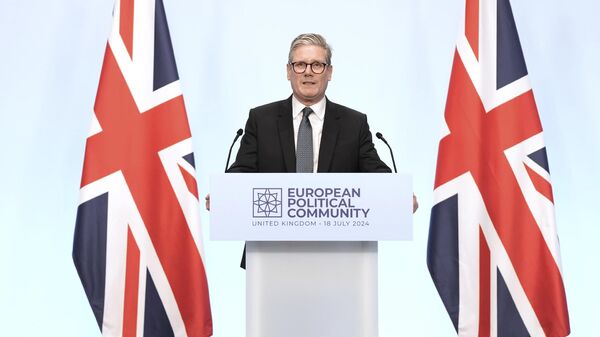 Britain's Prime Minister Keir Starmer speaks at a press conference during the European Political Community summit at Blenheim Palace in Woodstock, Oxfordshire, England, Thursday July 18, 2024. - Sputnik Africa