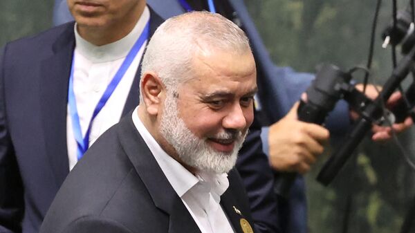 Palestinian militant group Hamas' leader Ismael Haniyeh attends a swearing in ceremony for the new president, at the parliament in Tehran, on July 30 2024. - Sputnik Africa