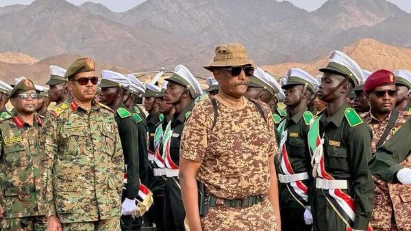 Chairman of Sudan's Sovereignty Council Abdel Fattah al-Burhan attends a graduation ceremony for military academy students at the Gebeit Military Institute in the Red Sea state of eastern Sudan, on Wednesday morning, July 31, 2024. - Sputnik Africa