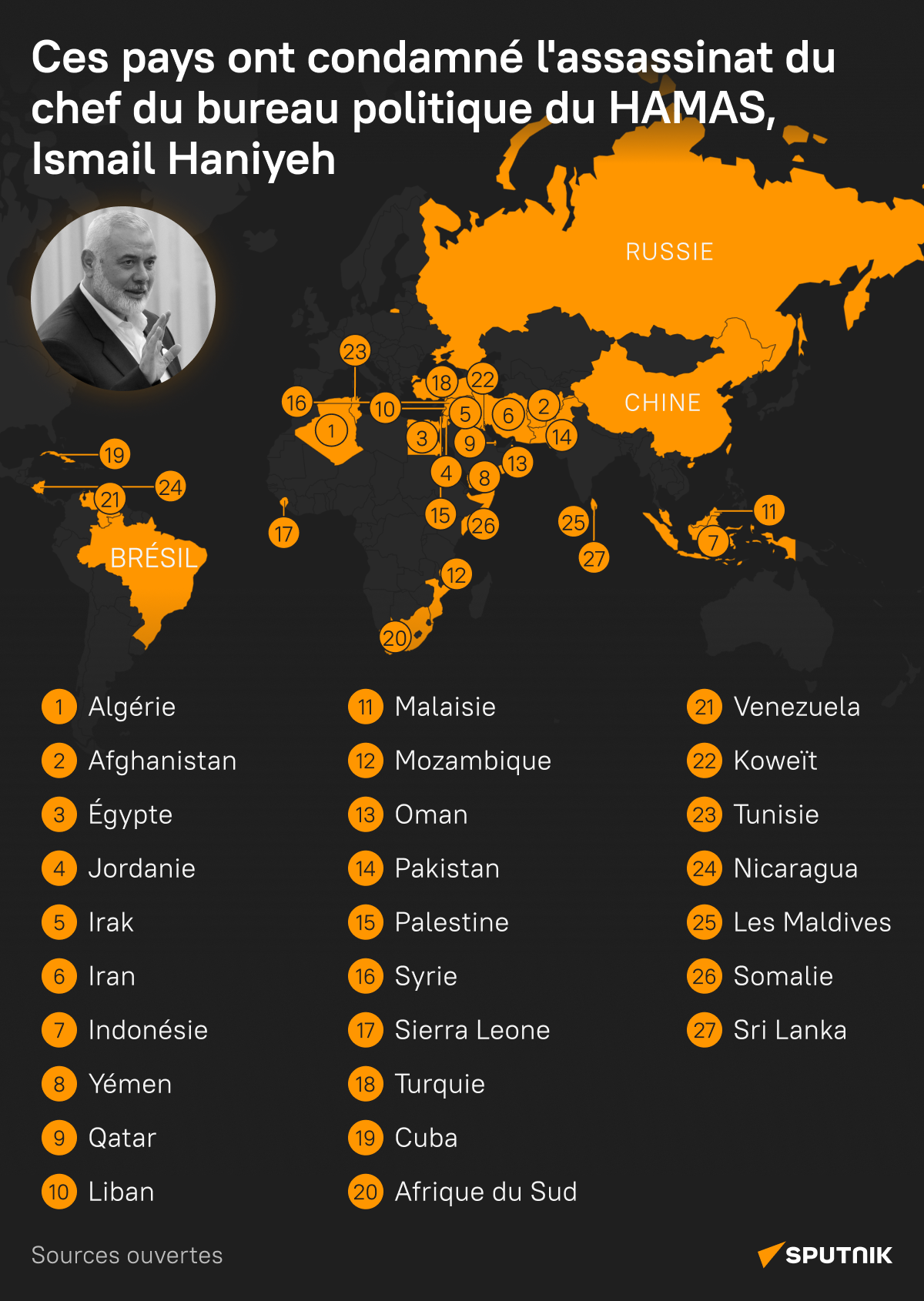 Ces pays ont condamné l'assassinat d'Ismaïl Haniyeh