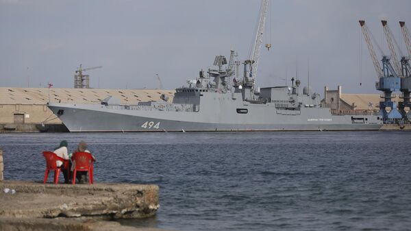 A Russian warship is docked in the Port Sudan, in Port Sudan,  - Sputnik Africa