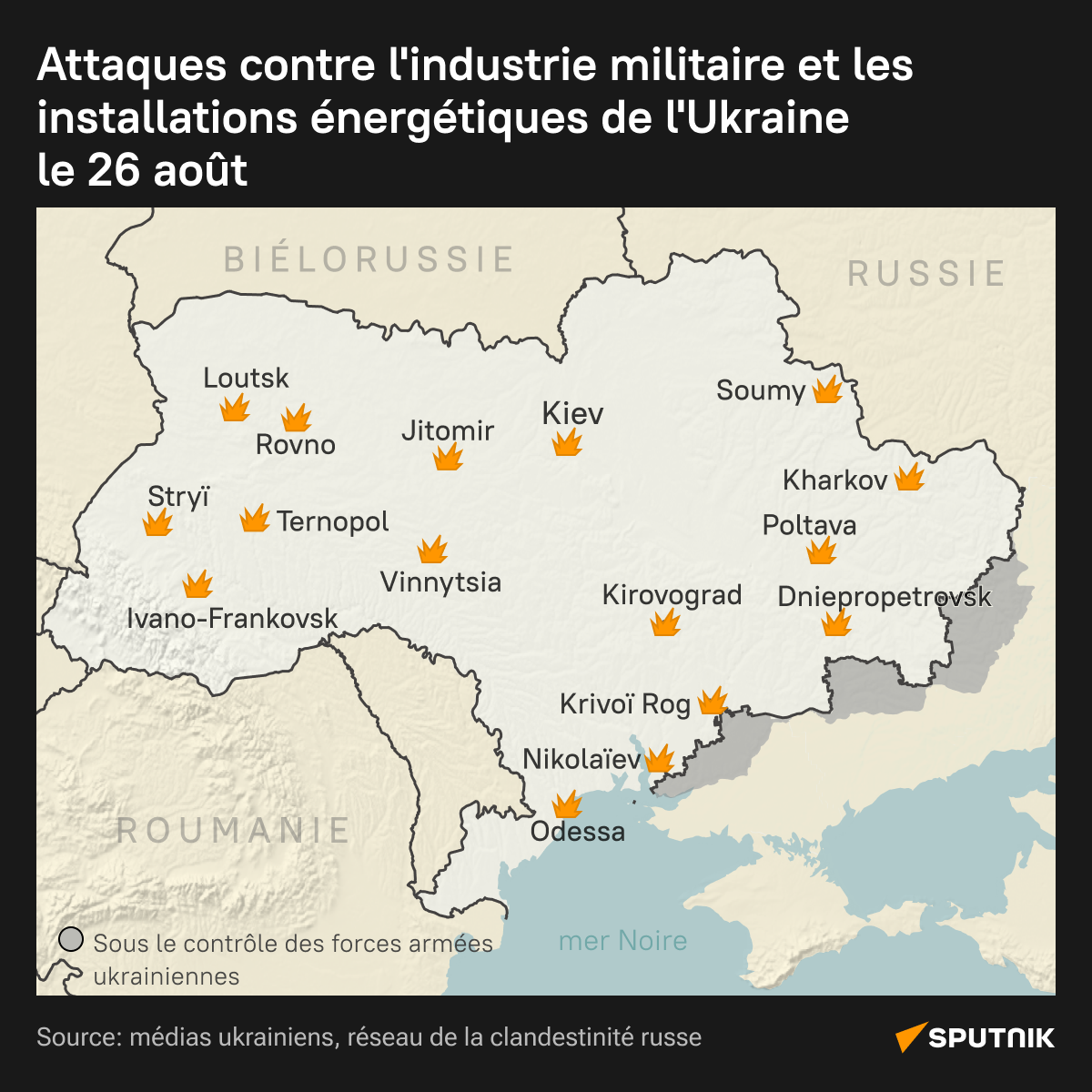 Frappes russes sur des sites d'industrie militaire et installations énergétiques ukrainiens
