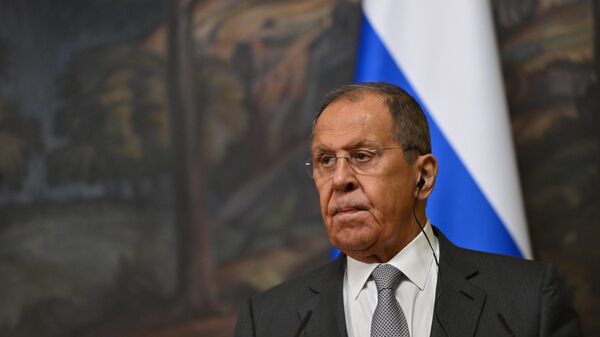 Russian Foreign Minister Sergey Lavrov at a press conference following a meeting in Moscow with Senegalese Foreign Minister Yassina Fall. - Sputnik Africa