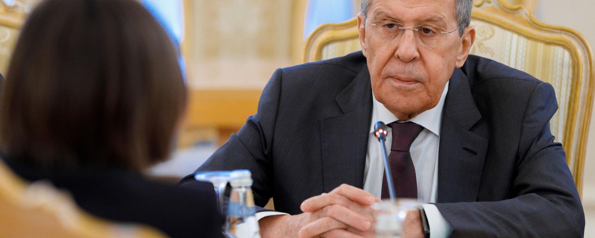 Russian Foreign Minister Sergei Lavrov during talks with International Committee of the Red Cross (ICRC) President Mirjana Spoljaric at the Russian Foreign Ministry's Reception House. - Sputnik Africa, 1920, 18.09.2024