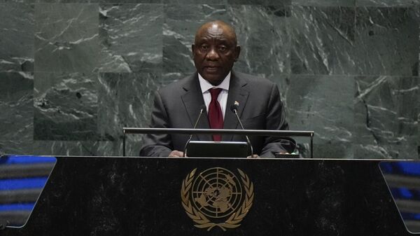 South Africa's President Cyril Ramaphosa speaks to the United Nations General Assembly during the Summit for the Future, Sunday, Sept. 22, 2024 at UN headquarters.  - Sputnik Africa